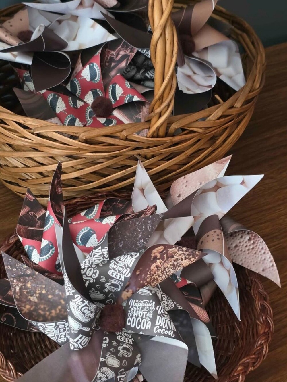 (16) Handmade Hot Cocoa, Chocolate Marshmallows Cafe inspired Pinwheels.